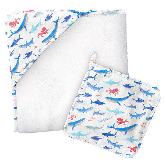Musselin Handtuch mit Waschlappen
